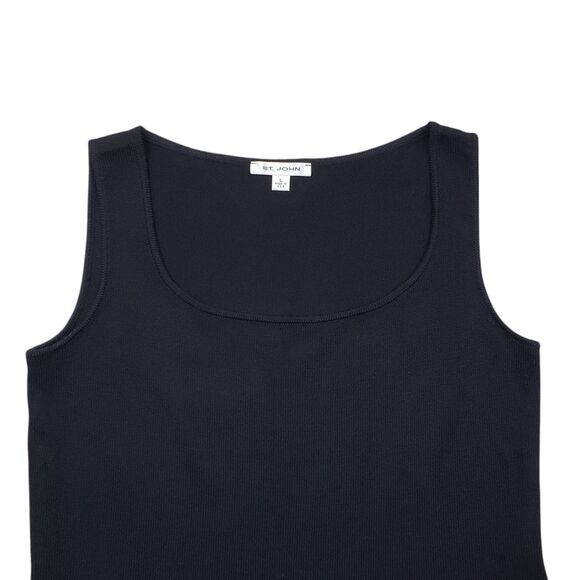 St.John Top Basic Womens Large Black Knit Sleeveless Scoop Neck Casual Pullover - Picture 2 of 6